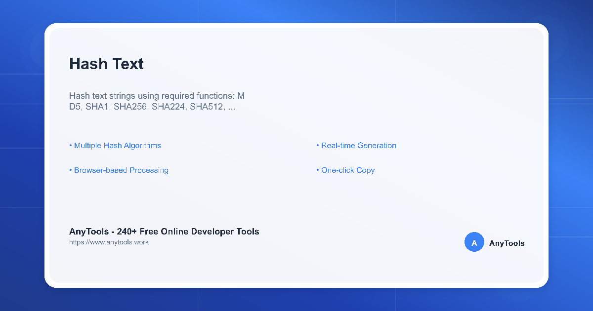 Hash Text Generator - MD5, SHA1, SHA256, SHA512... | AnyTools