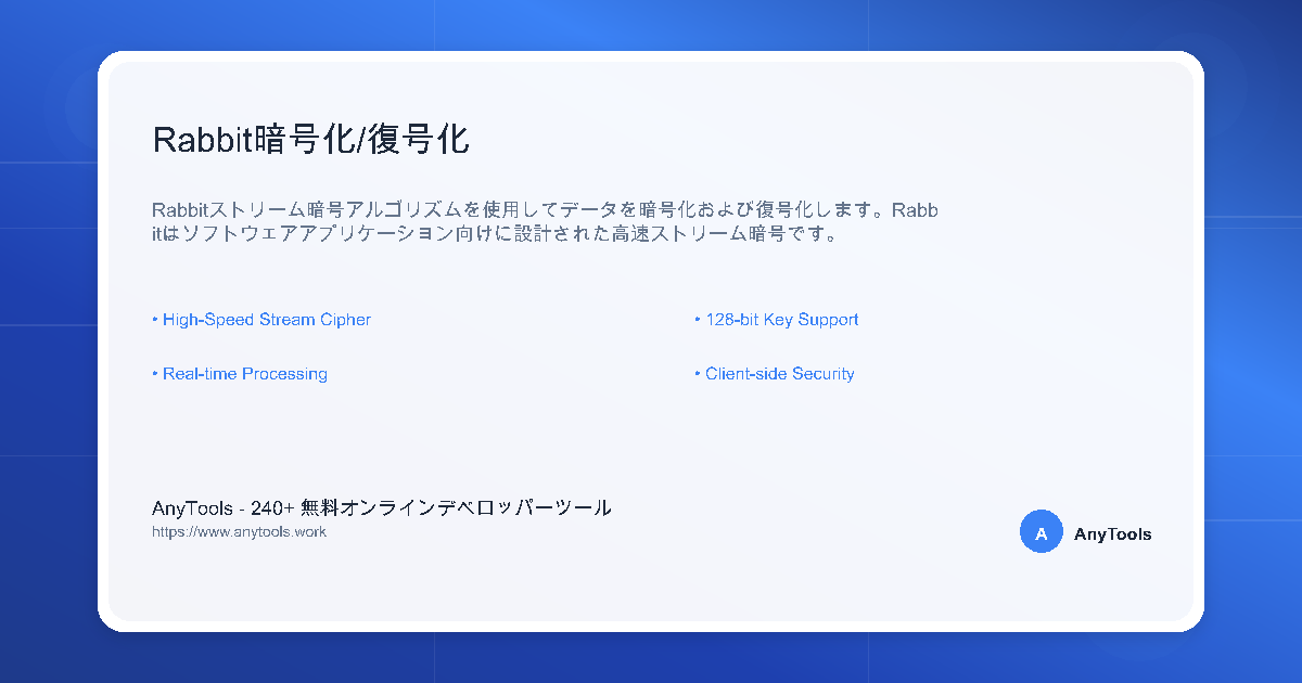 Rabbit Encryption/Decryption - Security | AnyTools DevTools