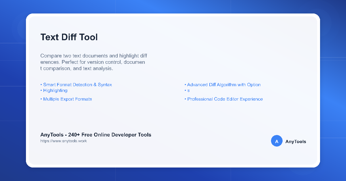 Text Diff Tool - Free Online Text Comparison | AnyTools